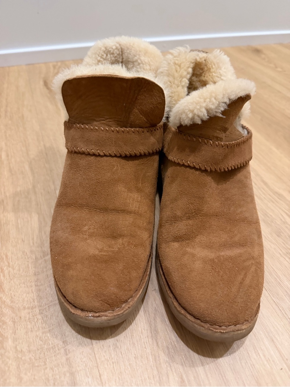UGG Cozy Suede Shearling Lined Slip-On Booties - Tan